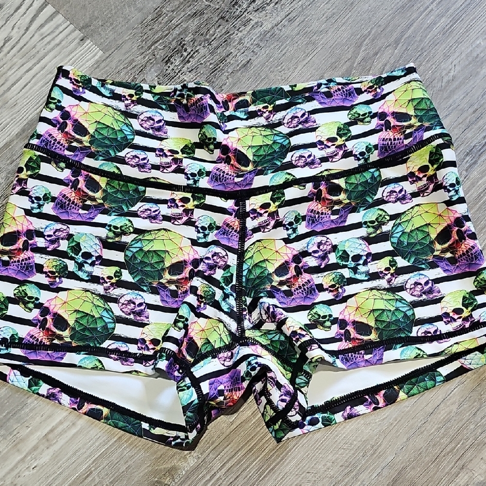 Peachy Athletic Skull Workout Shorts Small NWT Squat Proof Gym Shorts CrossFit